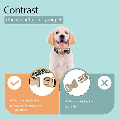 Metal Buckle Dog Collar with Dedals, 3-Size Comfortable Adjustable Cotton Dog Collar for Small, Medium, Large Male Female Dogs (Eyeballs, L(15-23in))