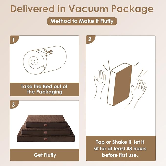 EHEYCIGA Orthopedic XXL Dog Beds for Jumbo Dogs with Removable Washable Cover,Brown, 50x36