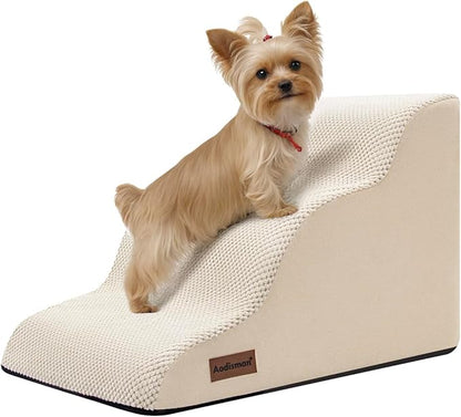 Aodisman Dog Stairs for Small Dogs,3 Step Dog Ramp for Couch and Bed,Pet Stairs with Non-Slip Bottom for Old Cats,Indoor Pet Steps,Comfort,Durable,15.4" H