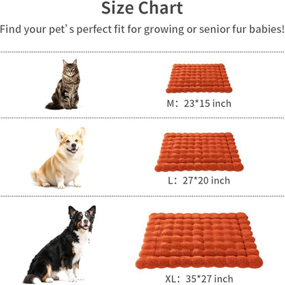 SOMAHE Self-Warming Dog Bed, Plush Faux Fur Mat with Anti-Slip Bottom, Ultra Soft Heated Pet Bed for Medium Large Dogs, Cozy Fluffy Pad for Carriers Couch Crate, Machine Washable, 35 x 27 Inch Orange