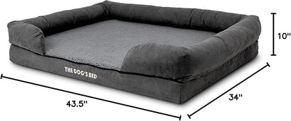 The Dog’s Bed, XL Grey Plush, Solid Memory Foam, Pain Relief: Arthritis, Hip & Elbow Dysplasia, Post Surgery, Lameness, Supportive, Calming, Waterproof Washable Cover, Veterinary Approved