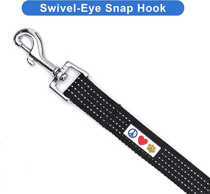 Pawtitas Black Dog Leash 6 ft M/L Reflective Durable Lightweight Dog Lead for Medium or Large Dogs and Puppies