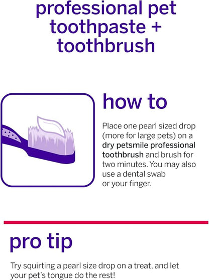 Petsmile Professional Pet Teeth Brushing Kit for Cats & Dogs - Only VOHC Accepted Toothpaste & Patented Toothbrush - Proven to Control Plaque & Tartar Calprox Formula (Rotisserie Chicken, 4.2 Oz)