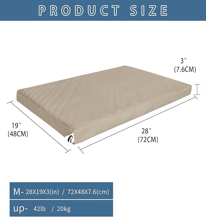 Dog Bed Medium Size Dog, Outdoor Vegan Leather Pet Beds with Waterproof Covers, Orthopedic Large Pet Crate Mat