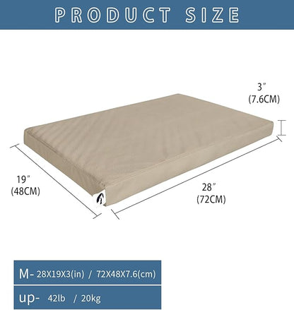 Dog Bed Medium Size Dog, Outdoor Vegan Leather Pet Beds with Waterproof Covers, Orthopedic Large Pet Crate Mat