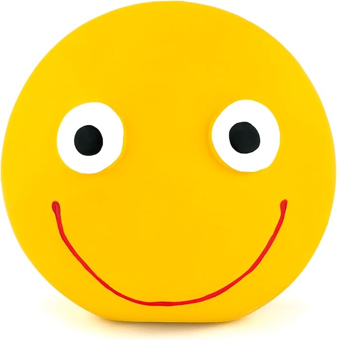 CHIWAVA 4 Pack 3.2'' Latex Squeaky Dog Toy Smiley Face Balls Interactive Fetch Play for Small Dogs