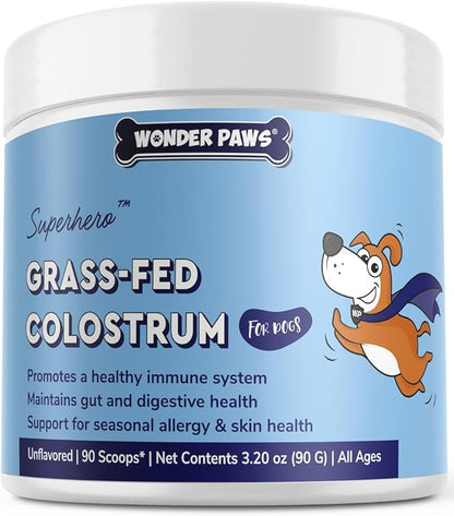 WONDER PAWS Premium Grass Fed Colostrum for Dogs – Pure Bovine Colostrum for Dogs – Immune, Allergy, Skin & Itch Relief – All Ages, Sizes & Breeds – 3.20oz