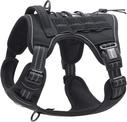 AUROTH Tactical Dog Harness for Large Dogs No Pull Adjustable Pet Harness Reflective K9 Working Training Easy Control Pet Vest Military Service Dog Harnesses Black XXL