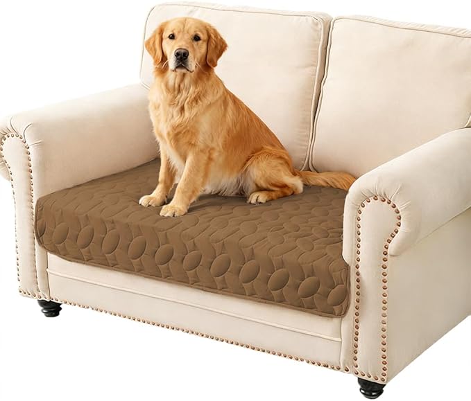 Ameritex Waterproof Pet Bed Cover Anti-Slip Dog Bed Blanket for Sofa and Furniture Waterproof New Pattern Design (Camel, 30x53 Inch (Pack of 1))