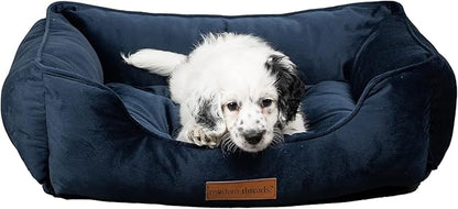 Modern Threads Luxury Dog Bed - Comfortable Tufted Velvet Cushion for Small to Large Dogs - Machine Washable - Durable & Cute Sleep Space for Pets - Pamper Your Pet with Cozy Beds - Denim
