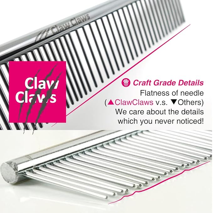 Claw Claws 6.1" Comb with Rounded Ends Spine, Pet Comb for Professional Groomer Tool, for Short to Medium Haired Dog, Cat and other pets.
