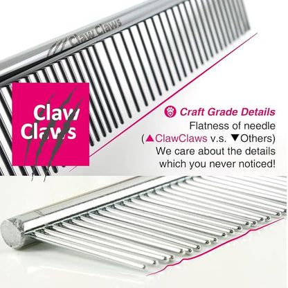 Claw Claws 6.1" Comb with Rounded Ends Spine, Pet Comb for Professional Groomer Tool, for Short to Medium Haired Dog, Cat and other pets.