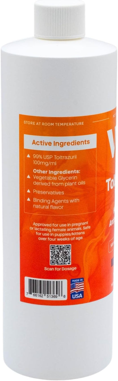 ToltraMax Toltrazuril 10.0% for Horses, Dogs, Cats, 500mL/16.9 Ounce, for Non-Food Chain Animals, Peanut Butter