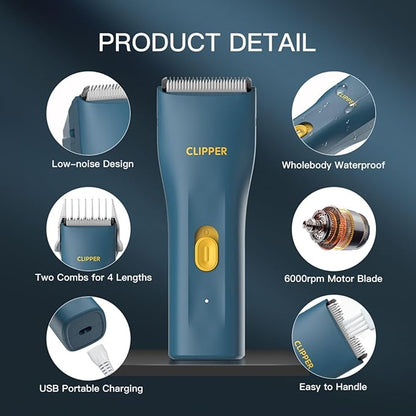 Grimgrow Dog Grooming Kit Clipper for Thick Coat Low Noise Cordless Cat Hair Trimmer Rechargeable Shaver Pet Grooming Tools for Small and Large Animals