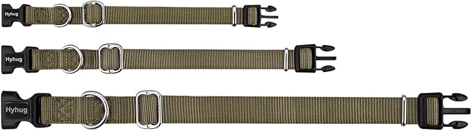 Hyhug Small Dog Collar Quick-Release Green| Heavy-Duty Nylon Puppy Collar, Adjustable & Durable Pet Supplies for Boy & Girl Dogs (Small, Military Green)