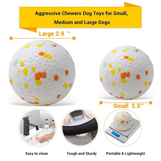 LIEVUIKEN Dog Balls Toys for Aggressive Chewers, Indestructible Durable Bouncy Floating Balls for Dogs to Fetch, Durable Solid Rubber Ball for Training Dog(2 Pack)