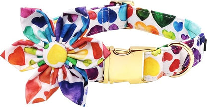 Lionet Paws Dog Collar with Flower, Soft and Comfortable, Adjustable Collar for X-Large Dogs Girl, Neck 16-26 inches