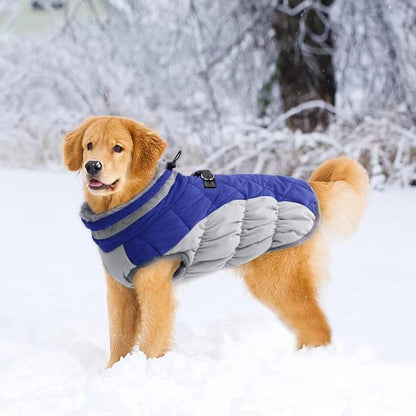 Lelepet Dog Coat Warm Dog Winter Coat Waterproof Dogs Jacket with Harness Built in Reflective Pet Fleece Vest Zip-Up Cold Weather Coats for Small Dogs Turtleneck & Windproof Coats Chihuahua Blue XS