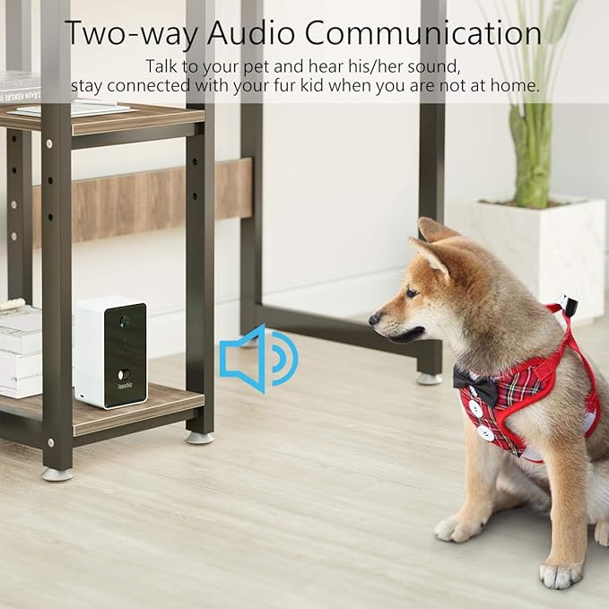 Iseebiz Pet Camera Treat Dispenser, 2 Way Audio Talk Listen, 5G WiFi, 1080P Night Vision Cat Dog Cam, App Control Tossing, Multi Devices Login, Compatible with Alexa, Play with Your Dogs and Cats