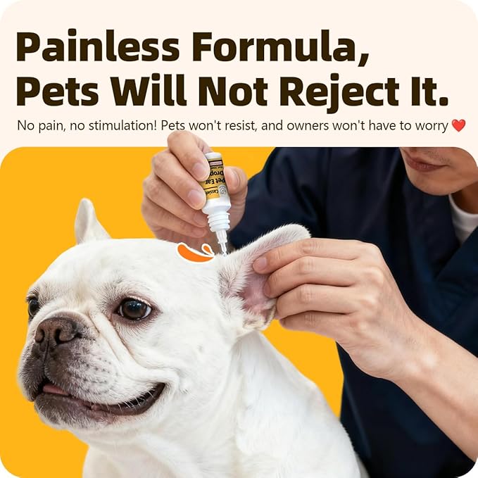 Ear Drops for Ear Infection Treatment, Ear Mites Treatment, Dog Yeast Soothing Cleansing, Ear Wax Removal, Itchy Ear Relief for Dogs and Cats | 20 ml 0.67 FL OZ