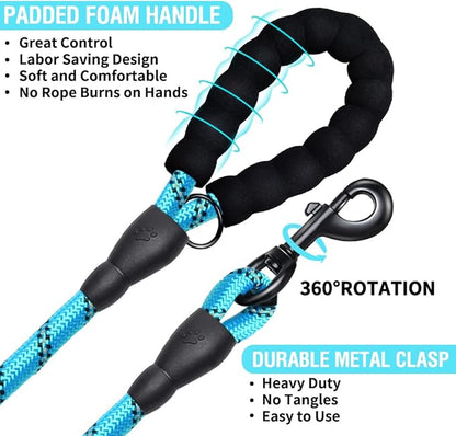 COOYOO Dog Leash 5/6 FT with Comfortable Padded Handle and Highly Reflective Threads for Small Medium and Large Dogs