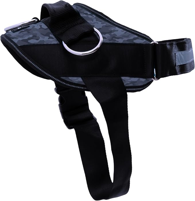 ShawnCo Essential Dog Harness, No-Pull Pet Vest with 3 Leash Clips, No Choke, Reflective, Adjustable and Padded, for Easy Walking and Training for Small, Medium and Large Dogs (Dark Camo, L)