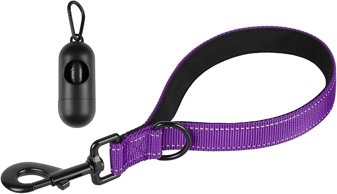 Dog Leash, Short Dog Leash, Leashes for Large Breed Dogs,Traffic Padded Handle- Reflective Training Lead, Perfect for Medium to Large Dogs(12 Inch, Purple)