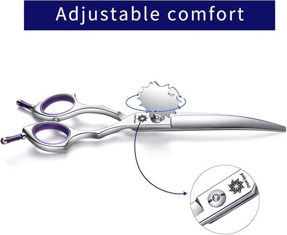 Dream Reach Dog Grooming Scissors - 6.5" Professional Sharp Downword Curved Shears with Ergonomic Handle for Cats Dogs