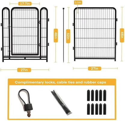 Getlay Dog Playpen 48inch 12 Panels, Puppy Playpen Indoors, Dog Fence Outdoor for Yard, Wide Door Low Threshold Garden Fence for Medium/Large Pets. Black Dog Pens Total 26.6 Ft(L)