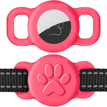 Dynmeow Dog Cat Collar Holder Compatible with Airtag, Anti-Lost Silcione Holder for 3/8 and 5/8 Inch Wide Collars, Hot-Pink, S(1 Pack)