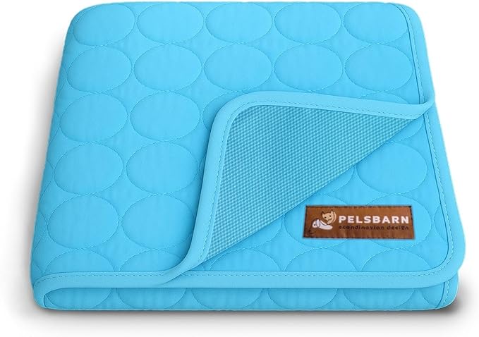 Pelsbarn Dog Cooling Mat- Ice Silk Summer Comfort, Self Cooling, Non-Slip Dog Pad, Durable & Washable, Mat for Medium Dogs 19"" x 25"", Support Shelter Dogs with Every Purchase (Blue)