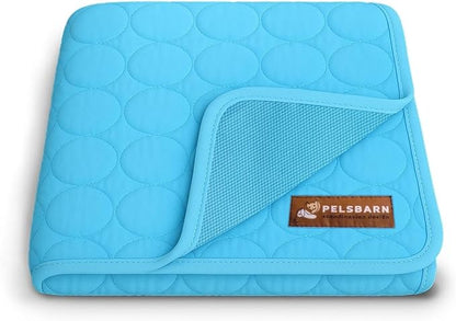 Pelsbarn Dog Cooling Mat- Ice Silk Summer Comfort, Self Cooling, Non-Slip Dog Pad, Durable & Washable, Mat for Medium Dogs 19"" x 25"", Support Shelter Dogs with Every Purchase (Blue)