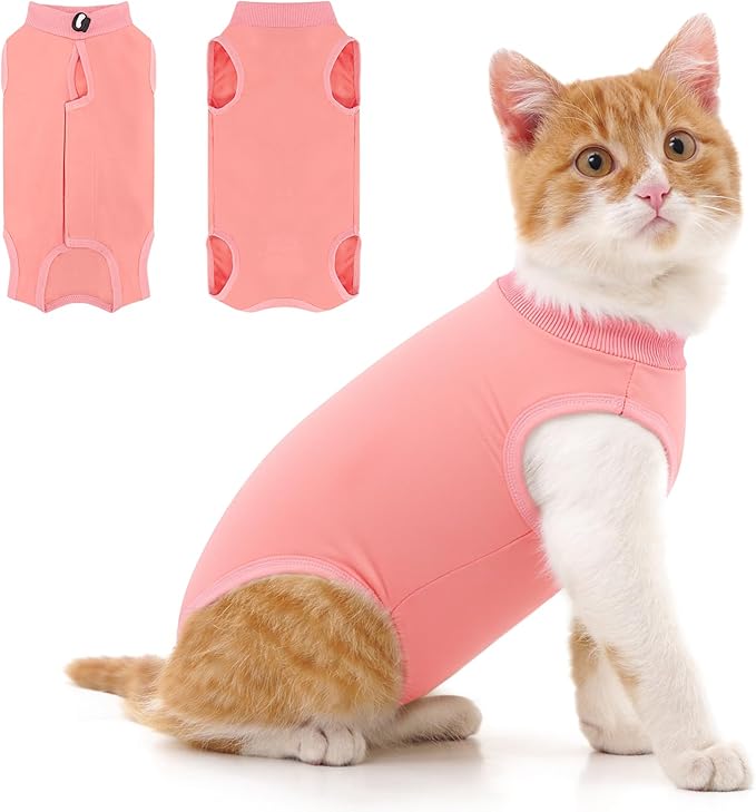 Coppthinktu Cat Recovery Suit for Abdominal Wounds or Skin Diseases, Cat Onesie for Cats After Surgery Female Kitten Recovery Suit, Breathable E-Collar Alternative After Spay Anti Licking