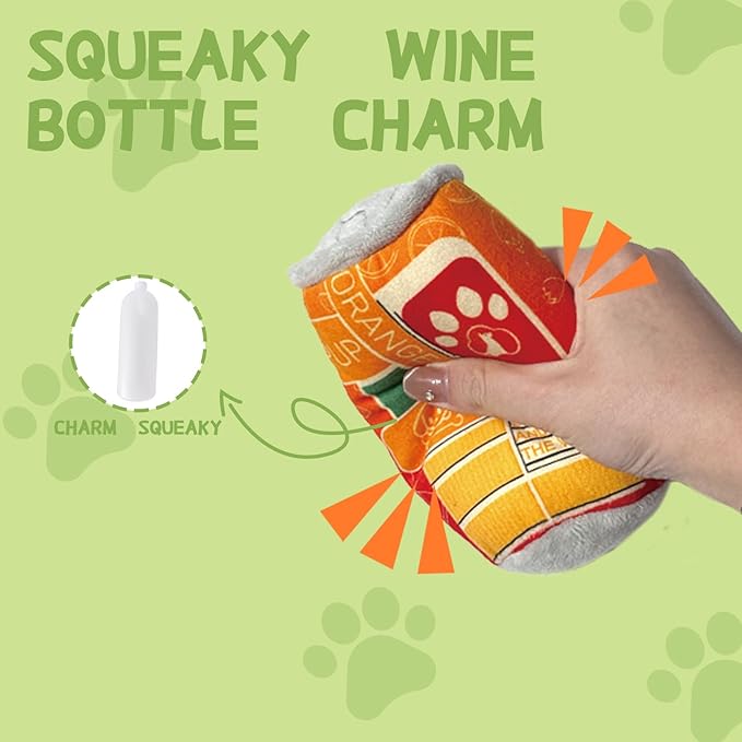 Plush Squeaky Dog Toy - Dog Beer Drink Shape Interactive Chew Toy for Small/Medium/Large Dogs, Stuffed Funny Dog Toys, Ideal for Indoor Home Play & Outdoor Activities, Puppy Birthday Gift (3 Pack)
