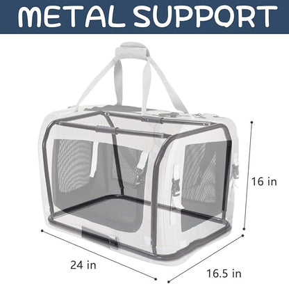 Petseek Extra Large Cat Carrier Soft Sided, Portable Small Dog Carrier for 2 Cats, 24"x16.5"x16" Car Travel Folding Comfortable Design, Navy