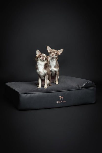 NOAH & PAW Dog Bed, 28x23x7.5 Inch, Orthopedic Dog Beds for Medium Size Pets, Eggshell Memory Foam Infused with Cooling Gel, Waterproof, Machine Washable, Includes Inner Cover (Faux Leather)