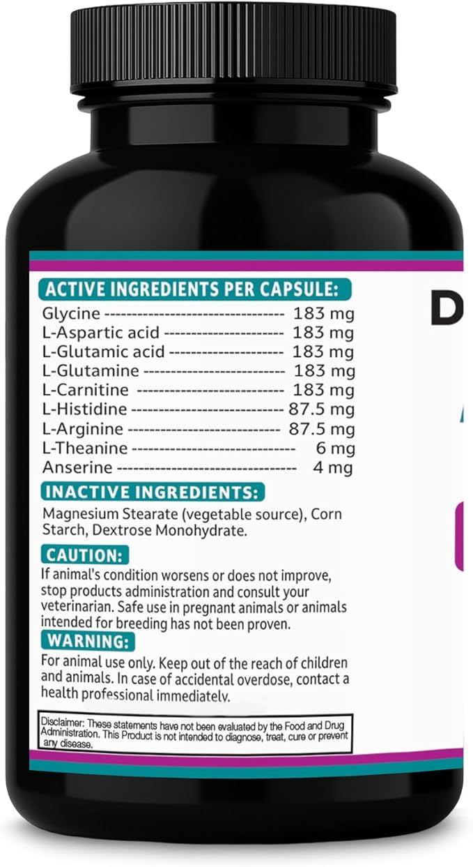 Aminodyl™ Kidney Support Supplement 1100mg for Dogs - Supports Natural Kidney Function with Amino Vastly Promotes Health, Wellbeing & Vitality of Kidneys 120 Sprinkle Capsules. Made in U.S.A