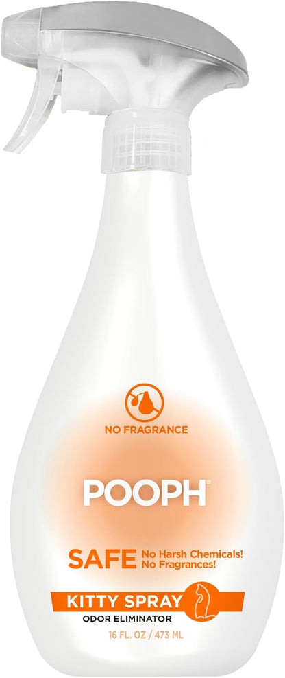 POOPH Kitty Spray - Odor Eliminator, 16oz - Dismantles Odors on a Molecular Basis, Cats, Freshener, Eliminator, Urine, Poop, Pee, Deodorizer, Fresh, Clean, Furniture, Potty, Safe
