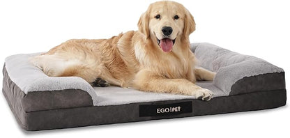 EGOHOME Orthopedic Dog Bed for Medium Dogs, Waterproof Memory Foam Medium Pet Beds with Sides,Egg-Crate Charcoal Foam Sofa with Removable Cover & Non-Slip Base, Grey, 30x20x6.5 Inch