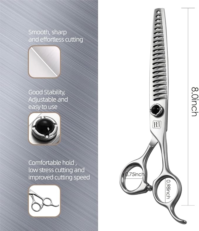 Fenice Totem Dog Grooming Scissors: 7 inch Pet Chunker Shears Made Of Japanese 9CR Advanced Stainless Steel Professional Grooming Scissors for Dogs Cats and Other Pets