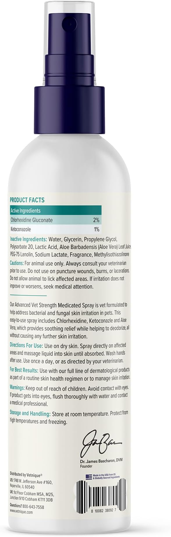 Vetnique Dermabliss Chlorhexidine for Dogs Skin Health - Antibacterial Medicated Spray - for Skin Infections & Irritation, Hot Spots & Redness Relief (Medicated Spray, 8oz)