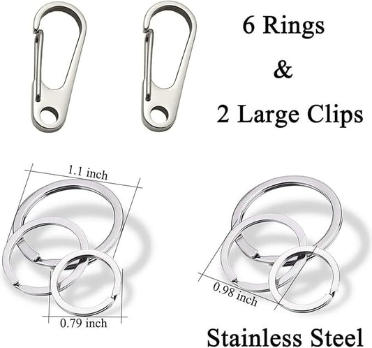 Dog Tag Clips / 2 Pack/Multiple Size 304 Stainless Steel Quick Clip with Rings/Easy Change Dog Cat ID Tag Holder for Small pet Collars and Harnesses.(2 Large Grey)