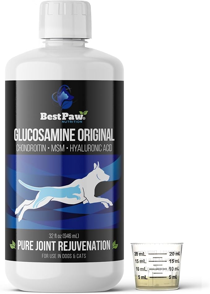 Best Paw Nutrition Liquid Glucosamine Chondroitin for Dogs - Hip Dysplasia & Joint Pain Relief - Canine Health Food Supplement - Natural Pet Vitamins with MSM for Dog Mobility Support - 32oz