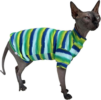 Limited Edition Sphynx Cat Cotton T-Shirts Hairless Cat Sweatshirt Pet Kitten Clothes Round Collar Kitten Shirts Vest Cats & Small Dogs Apparel (Reflection, S (3.3-4.4 lbs))