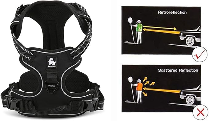JUXZH Truelove No Pull Dog Harness with Easy Control Handle and 2 Leash Attachments,Reflective Adjustable Pet Vest