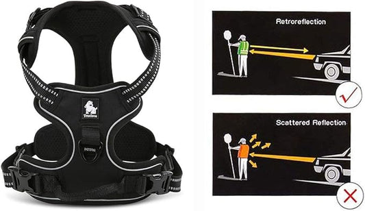 JUXZH Truelove No Pull Dog Harness with Easy Control Handle and 2 Leash Attachments,Reflective Adjustable Pet Vest