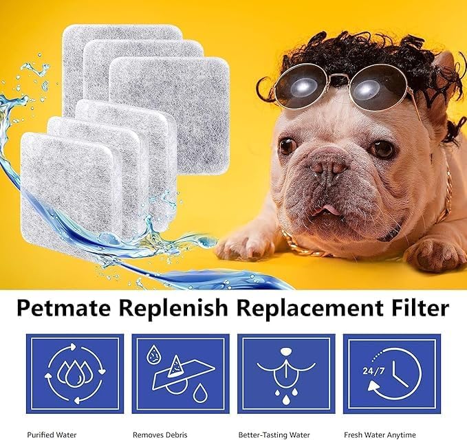 MyfatBOSS Water Fountain Filters Replacement for Dog, Pet Water Filter Compatible with Petmate Replendish Mason Gravity Waterers, Filter for Automatic Waterer Bowls Dog Water Dispenser- 8Pack