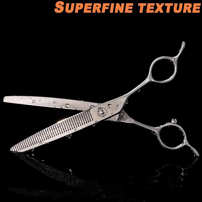 High-end Professional Dog Grooming Curved Thinning Scissors Teeth Blending Shears Pet Texturizing Thinner Blender Shears 7 Inch Extremely Very Sharp Made Of Stainless Steel Alloy For Dog Cat Groomer