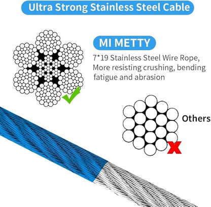Tie Out Cable for Dog,60FT Dog Leads with Swivel Hook and Shock Spring,Heavy Duty Tie Out Cable for Large Dogs Up to 125lbs,Durable Dogs Runner Tether Line for Outdoor,Yard
