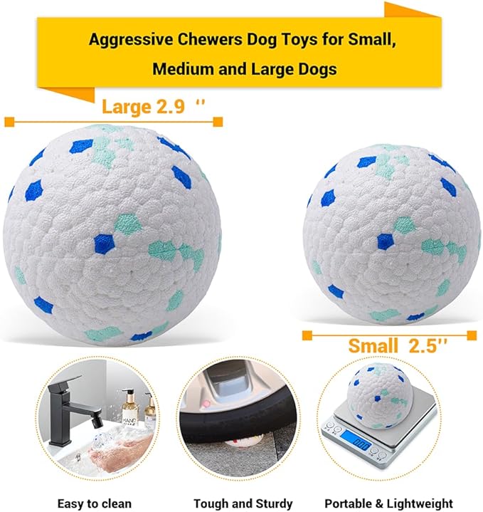 LIEVUIKEN Dog Balls Toys for Aggressive Chewers, Indestructible Durable Bouncy Floating Balls for Dogs to Fetch, Durable Solid Rubber Ball for Training Dog(2 PCS)